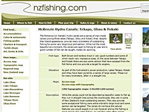 nzfishing.comのHydro Canalの詳細ページ
